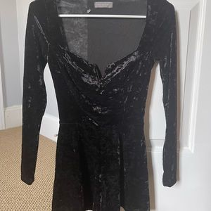 Black suede long sleeve romper